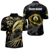 Maxcorners Custom Black And Gold 8 Ball Pool Eagle Paint Billiard Shirts For Men Team League Billiard Jerseys