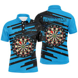 Maxcorners Personalized Blue Darts Board Darts Jerseys Polo Shirts For Men Custom Team League Darts Shirts