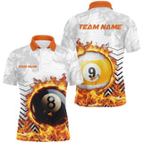 Maxcorners Personalized 8 Ball & 9 Ball Fire Flame Smoke Billiard Shirts For Men