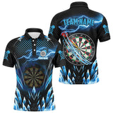 Personalized Blue Icy Dartboard Lightning Men Dart Polo Shirts