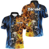 Maxcorners Personalized Unique Skull Fire Water 3D Billiard Shirts For Men, Billiard Jersey Apparel For Team