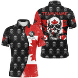 Maxcorners Grunge Canada Flag Skull Pattern Billiard Shirts Patriotic Unique Billiard Jerseys