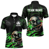 Maxcorners Green Funny Skull 8 Ball Pool Shirt For Men Custom Billiard Team Jersey Polo & 1/4 Zip LM2007