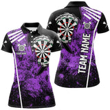 Maxcorners Personalized Grunge Darts Polo & Quarter Zip Shirts Custom Retro Darts Team Jerseys | Purple