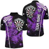 Maxcorners Personalized Grunge Darts Polo & Quarter Zip Shirts Custom Retro Darts Team Jerseys | Purple