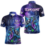 Maxcorners Funny Blue Purple Galaxy Alien Dart Shirts For Men Custom Glowing Dart Jersey Team Polo & 1/4 Zip MT1810