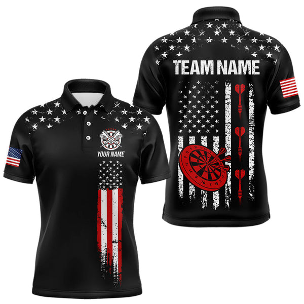 Maxcorners Personalized American Flag Darts Jersey For Men Custom Patriotic Darts Team Polo & 1/4 Zip Shirt MT1810