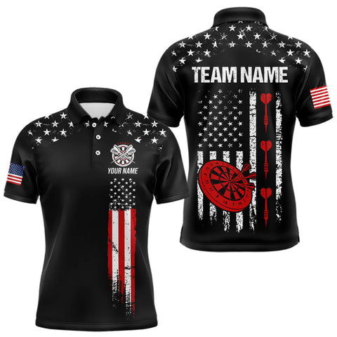 Maxcorners Personalized American Flag Darts Jersey For Men Custom Patriotic Darts Team Polo & 1/4 Zip Shirt MT1810