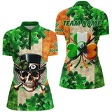 Maxcorners Billiard St Patrick'S Day Funny Skull Custom Shamrock Men Polo Shirt, Patrick Lucky Billiard Shirts