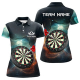 Maxcorners Personalized 3D Darts Board Galaxy Universe Women Darts Polo Shirts Custom Darts Team Jerseys