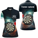 Maxcorners Personalized 3D Darts Board Galaxy Universe Women Darts Polo Shirts Custom Darts Team Jerseys