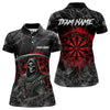 Maxcorners Black And Red Smoke Grim Reaper Funny Dart Shirts For Men Custom Dart Jerseys, Darts Clothing