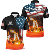 Maxcorners Personalized Billiard Balls Fire American Flag 3D Shirts For Men Custom Patriotic Billiard Apparel