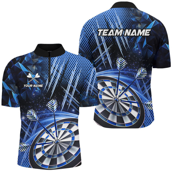 Maxcorners Personalized 3D Glitter Darts Shirts Custom Team Dart League Shirts Dart Jerseys |Blue