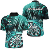 Maxcorners Personalized 3D Glitter Men Darts Shirts Custom Team Dart League Shirts Dart Jerseys |Turquoise