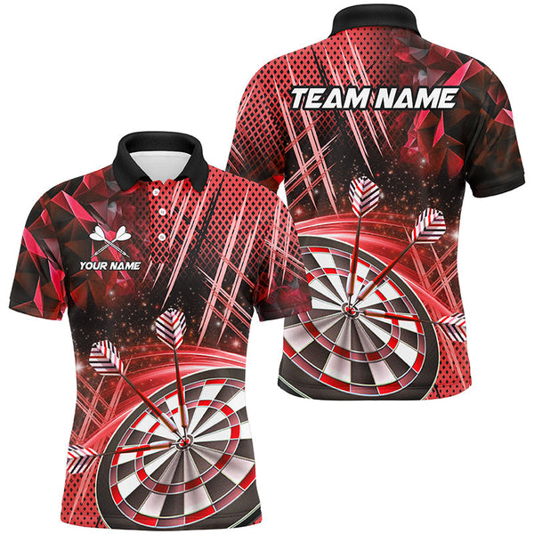 Maxcorners Personalized 3D Glitter Men Darts Shirts Custom Team Dart League Shirts Dart Jerseys |Red