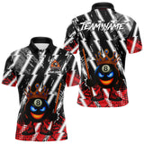 Maxcorners Funny 8 Ball Pool Crown Billiard Shirt For Men Custom Billiard Jersey Team Polo & 1/4 Zip |Red LM2110
