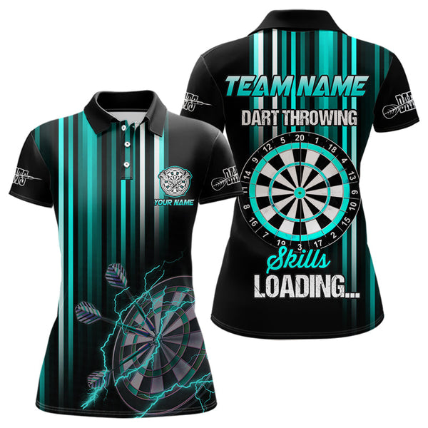 Maxcorners Turquoise Darts Throwing Skills Loading Custom Dart Shirts With Pocket For Men, Funny Darts Jersey