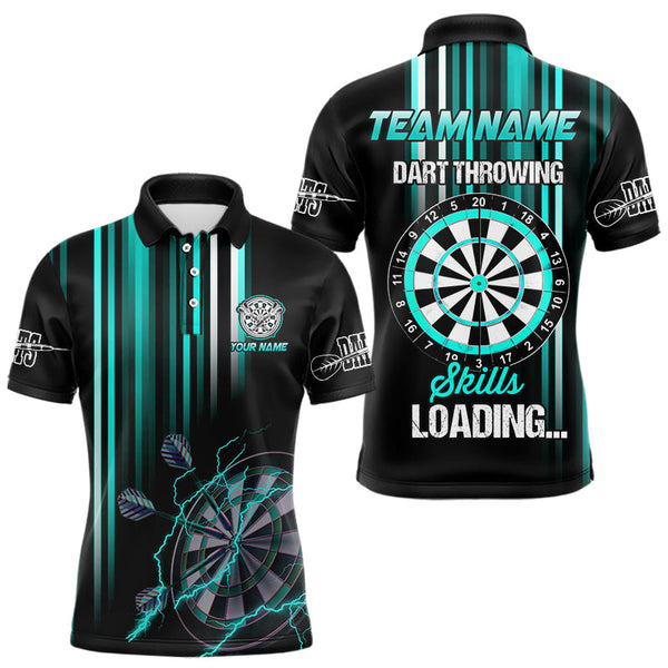 Maxcorners Turquoise Darts Throwing Skills Loading Custom Dart Shirts With Pocket For Men, Funny Darts Jersey