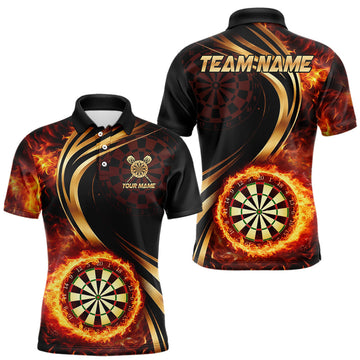Maxcorners Custom Blue Tribal Dart Shirts for Men Dart Team Jersey Dartboard Gifts Polo & 1/4 Zip