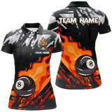 Maxcorners Billiard Red 8 Ball Fire Flame Grunge Pattern Customized Name, Team Name 3D Polo Shirt