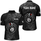 Maxcorners Funny Spider Web 8 Ball Pool Black Billiard Shirts Custom Spider Billiard Halloween Shirts