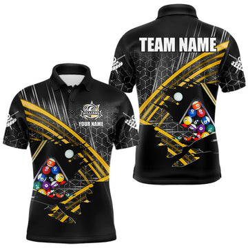 Maxcorners Personalized Billiard Shirts For Men Custom Yellow Billiard Pool Ball Jersey, Billiard Team Shirt