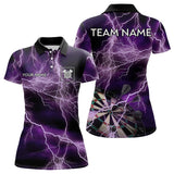 Maxcorners Black And Purple Thunder Lightning Dart Shirts With Pocket For Men Custom 3D Darts Team Jerseys