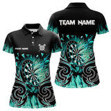 Maxcorners Personalized Turquoise Flaming Darts Shirts With Pocket For Men Custom Fire Dart Team Jerseys