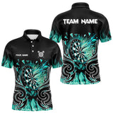 Maxcorners Personalized Turquoise Flaming Darts Shirts With Pocket For Men Custom Fire Dart Team Jerseys