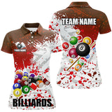 MaxCorners Billiard Red Billiard Balls Paint Splas Customized Name, Team Name 3D Polo Shirt For Women