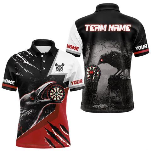 Maxcorners Personalized Raven Darts Shirt For Men Custom Black And Red Gothic Darts Team Jersey TU2310