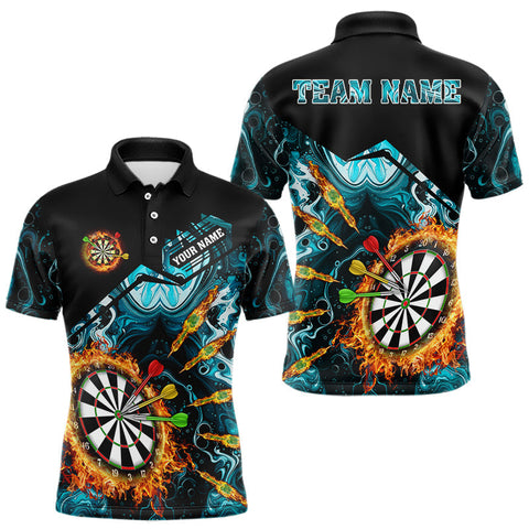 Maxcorners Personalized Turquoise Dartboard Fire Marble Darts Shirt For Men Custom Darts Team Jersey Outfit TU2310