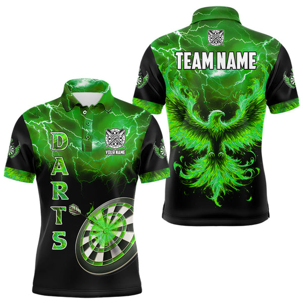 Maxcorners Personalized Lightning Thunder Custom Flaming Phoenix Dart Shirts Dart Jerseys |Green