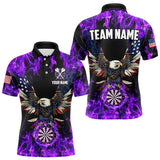 Maxcorners Purple Flame American Flag Eagle Custom 3D Dart Shirts For Men, Patriotic Darts League Team Jersey