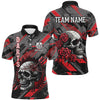 Maxcorners Personalized 3D All Over Print Skull And Roses Custom Darts Shirts For Women Darts Jerseys |Red