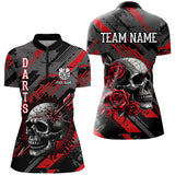 Maxcorners Personalized 3D All Over Print Skull And Roses Custom Darts Shirts For Women Darts Jerseys |Red