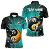 Maxcorners Funny Yin Yang Eyes Of Wolf Billiard Shirts For Men Custom 8 & 9 Ball Billiard Jersey|Turquoise MT2407