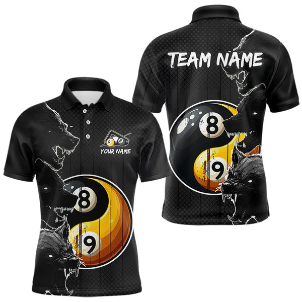 Maxcorners Funny Yin Yang Eyes Of Wolf Billiard Shirts For Men Custom 8 & 9 Ball Billiard Jersey | Black MT2407