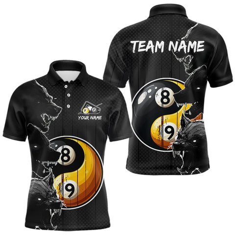 Maxcorners Funny Yin Yang Eyes Of Wolf Billiard Shirts For Men Custom 8 & 9 Ball Billiard Jersey | Black MT2407