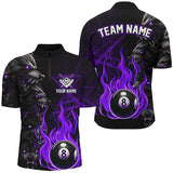 Maxcorners Personalized Wolf Flaming 8 Ball Pool Fire Billiard Shirts Team League Billiard Jerseys | Purrple