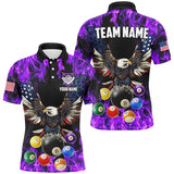 Maxcorners Purple Flame 3D Billiard Balls Custom American Flag Eagle Pool Jerseys Billiard Team Shirts