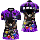 Maxcorners Purple Flame 3D Billiard Balls Custom American Flag Eagle Pool Jerseys Billiard Team Shirts