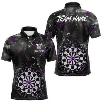 Maxcorners Personalized Purple Break Glass Darts Shirt For Men Custom Darts Team Jersey Polo & 1/4 Zip LM2603