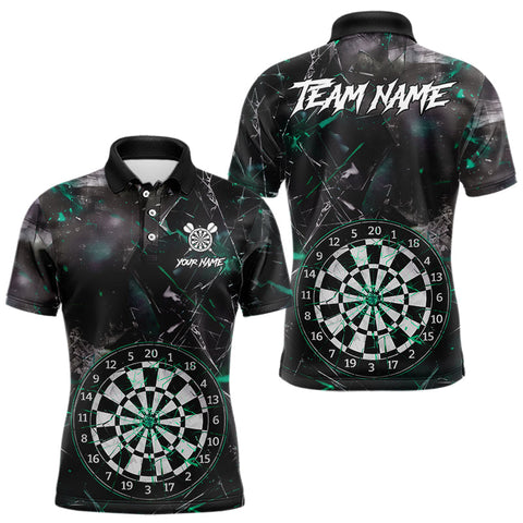 Maxcorners Personalized Turquoise Break Glass Darts Shirt For Men Custom Darts Team Jersey Polo & 1/4 Zip TU2310