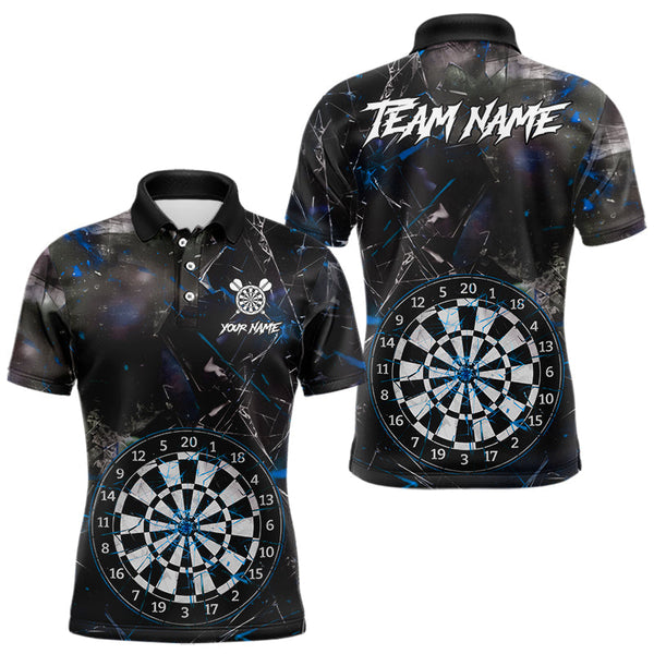 Maxcorners Personalized Blue Break Glass Darts Shirt For Men Custom Darts Team Jersey Polo & 1/4 Zip TU2310