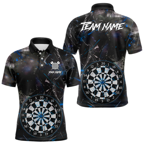 Maxcorners Personalized Blue Break Glass Darts Shirt For Men Custom Darts Team Jersey Polo & 1/4 Zip TU2310