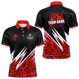 Maxcorners Personalized 8 Ball Billiard Jersey For Men Custom Black And Red Pool Team Shirt Polo & 1/4 Zip MT2510