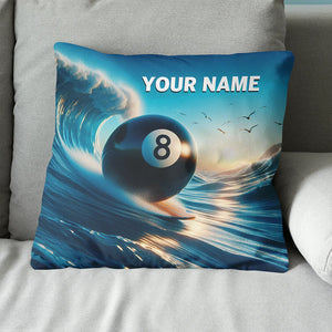 Funny 8 Ball Billiard Surfing Throw Pillow Custom Billiard Gifts Pillows