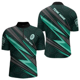 Maxcorners Personalized Turquoise Dartboard Pattern Darts Polo & Quarter Zip Custom Men Dart Shirt Dart Jersey